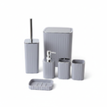 Ribbed Bathroom Set 6-Piece - Grey & Chrome