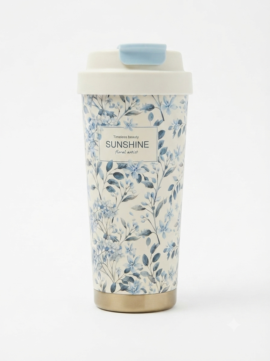 In0127 Floral Ceramic Insulated Mug 550ml