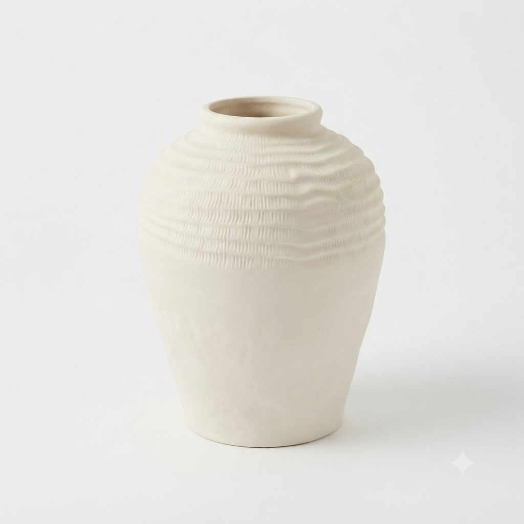 Boho Ribbed Round Vase