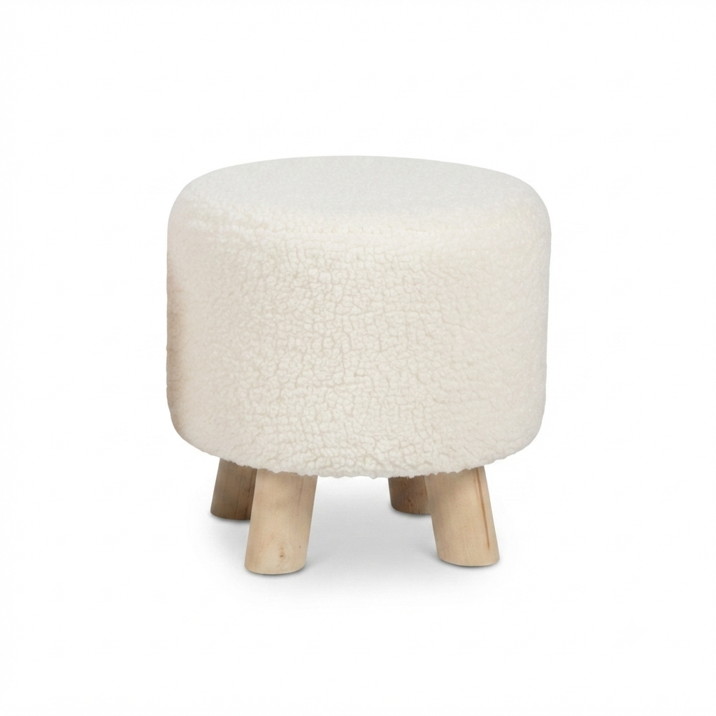 Bouclé Round Stool