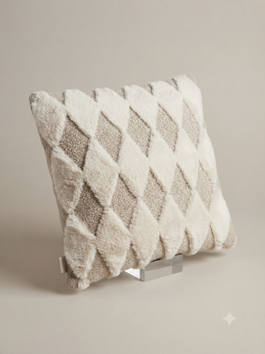 Diamond Tufted Faux Fur Cushion Cover 40x40cm