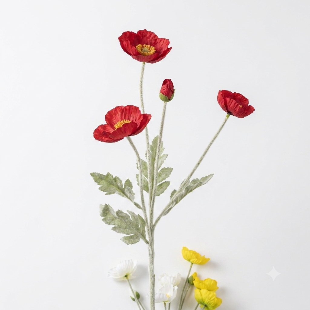 Artificial Poppy Flower Stem