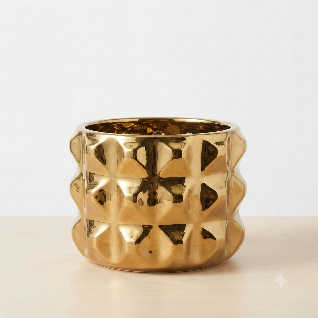 Gold Geometric Ceramic Planter