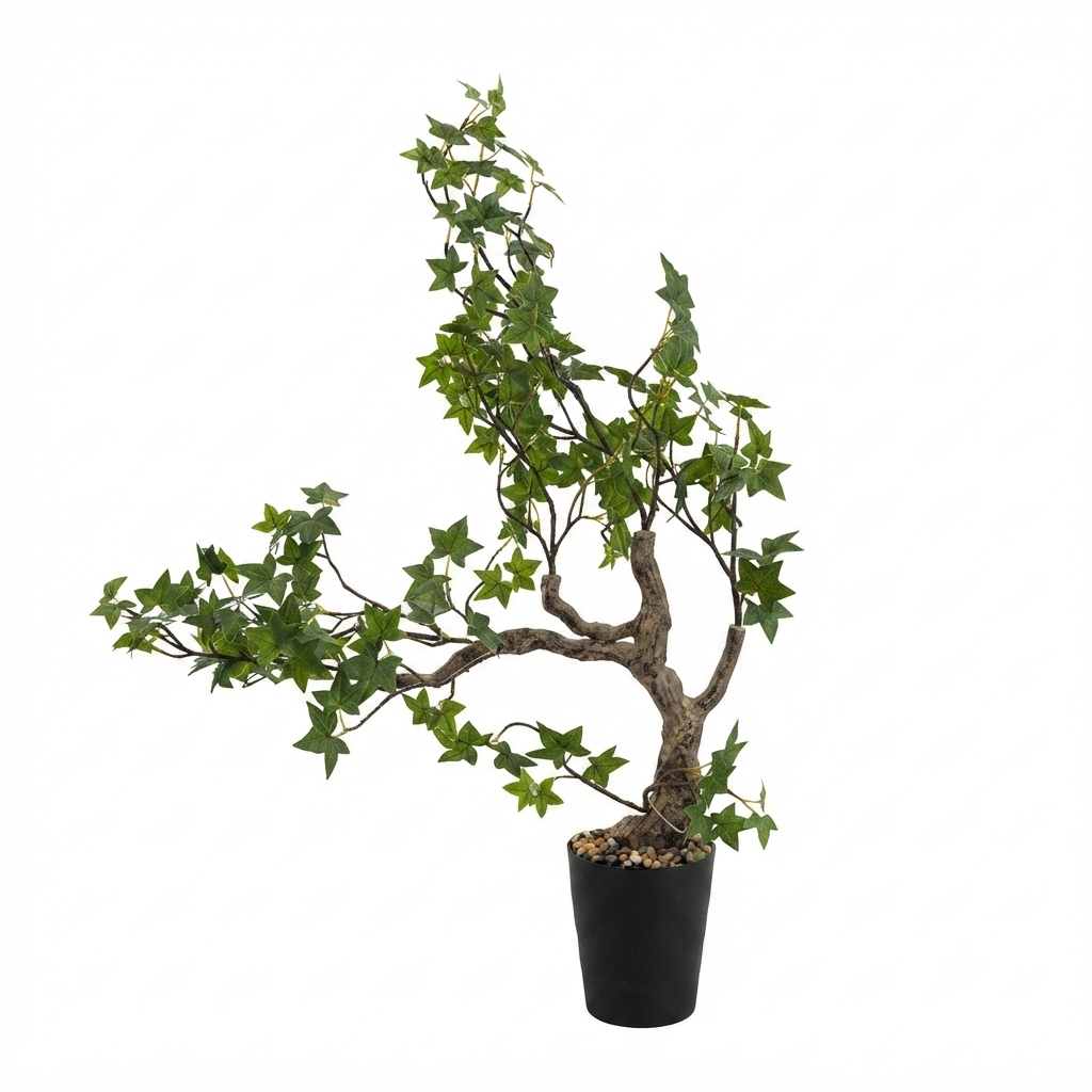 Artificial Ivy Bonsai Tree in Black Textured Pot