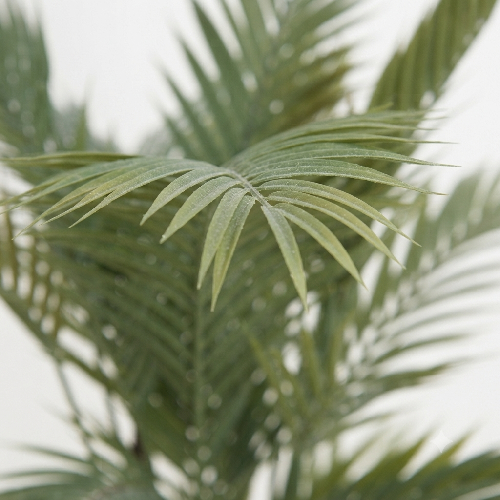 Artificial Kentia Palm in White Ribbed Plastic Pot