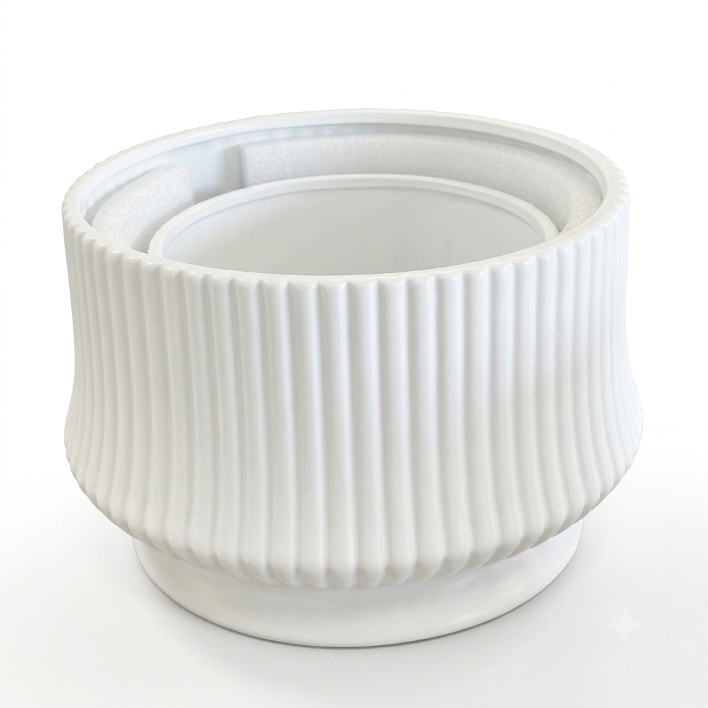 White Ribbed Planter Pot