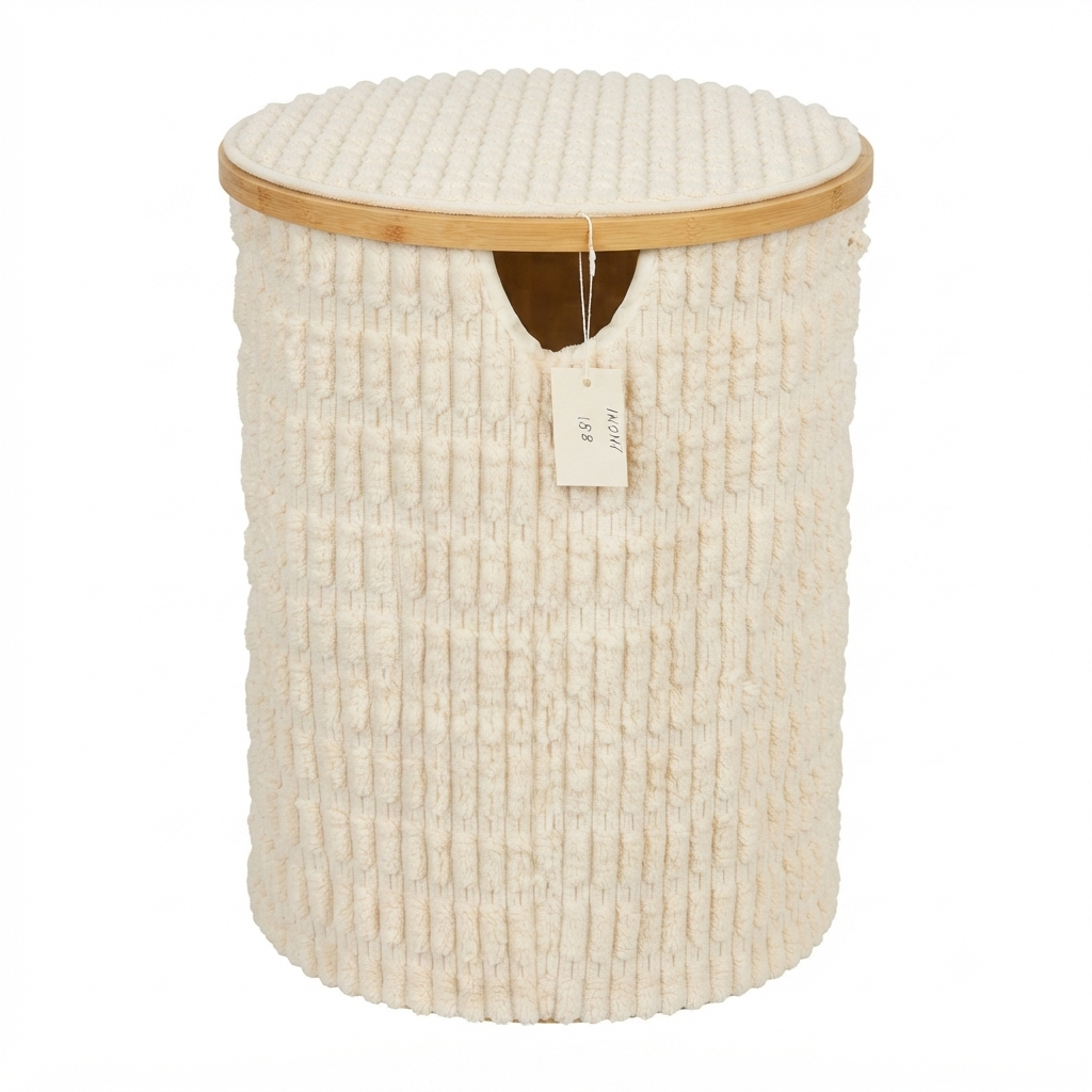 Laundry Basket with Bamboo Lid & Handles
