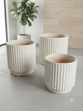 Matte Speckled Ribbed Ceramic Pot