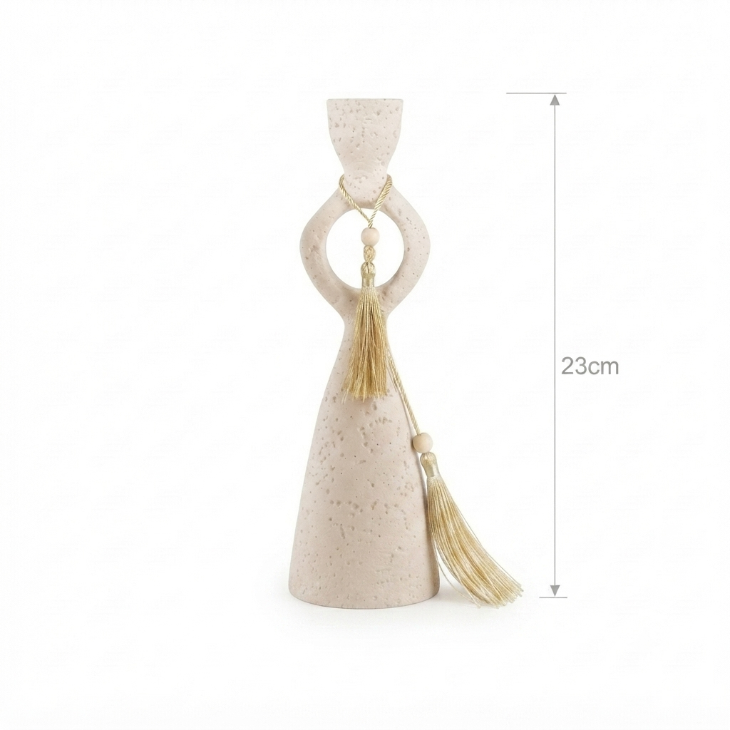 Boho Ceramic Candle Holder with Tassel