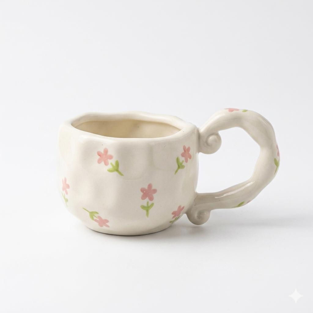 Floral Curl Handle Mug 250ml