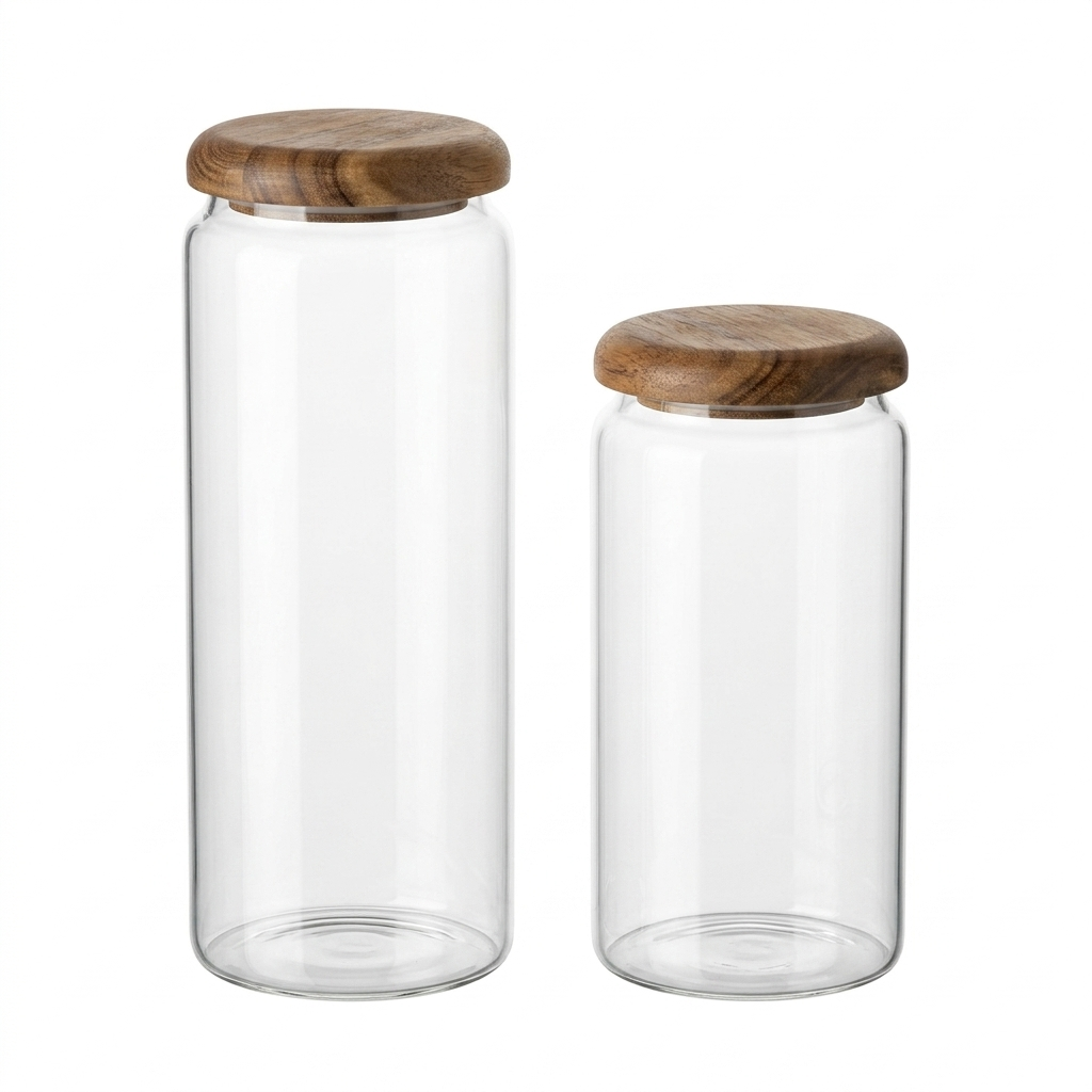 Glass Storage Jar with acacia Lid