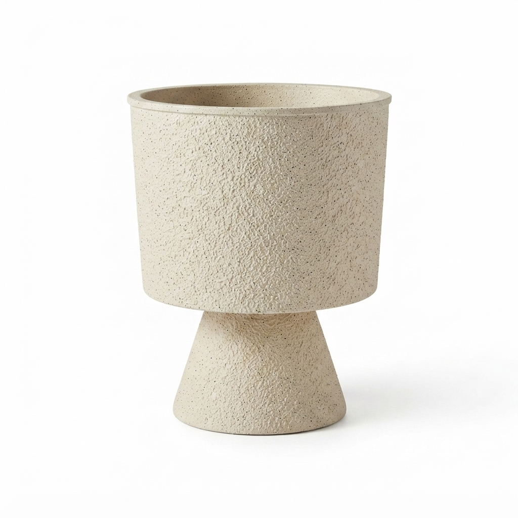 Textured Pedestal Planter-bone