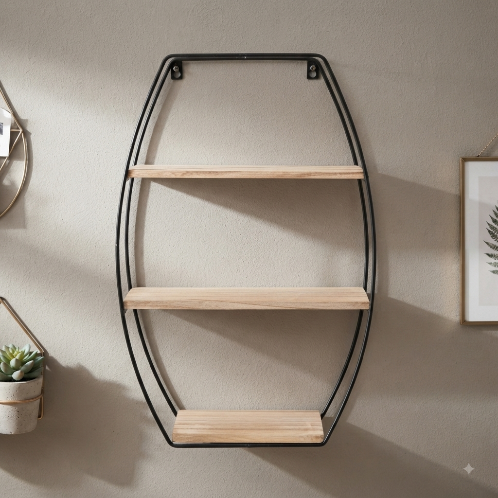 6269 3-Tier Metal & Wood Wall Shelf