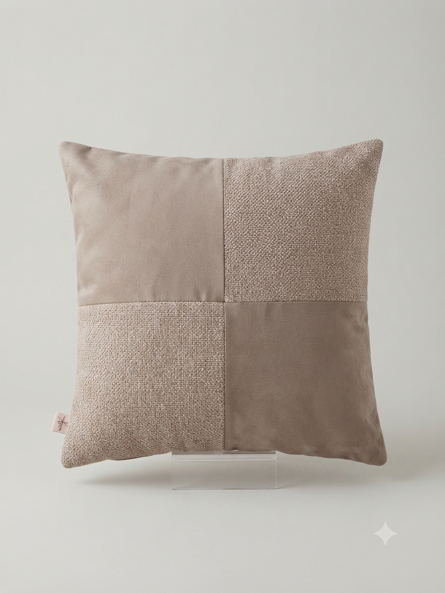 Patchwork Velvet & Boucle Cushion Cover 45x45cm