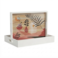 Boho Bamboo Tray Set - White