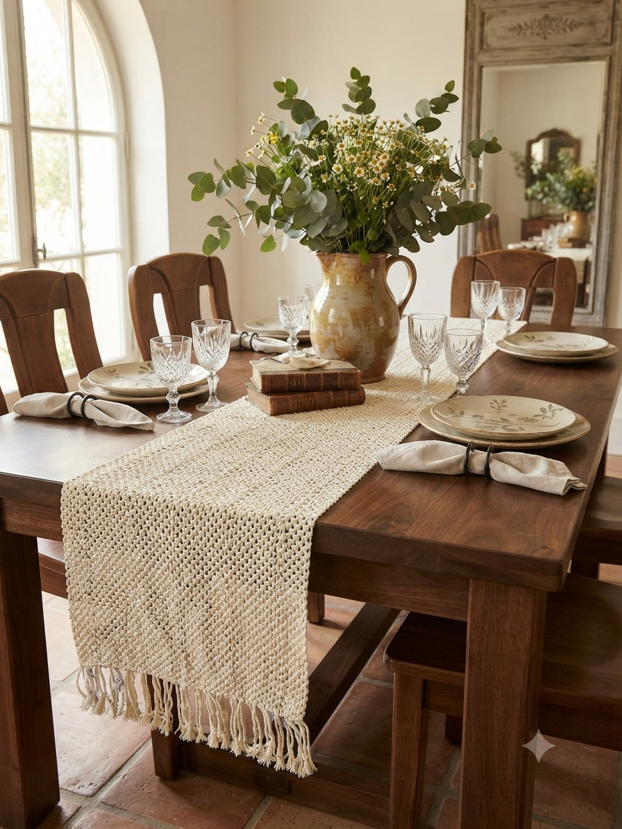 Macrame Crochet Table Runner
