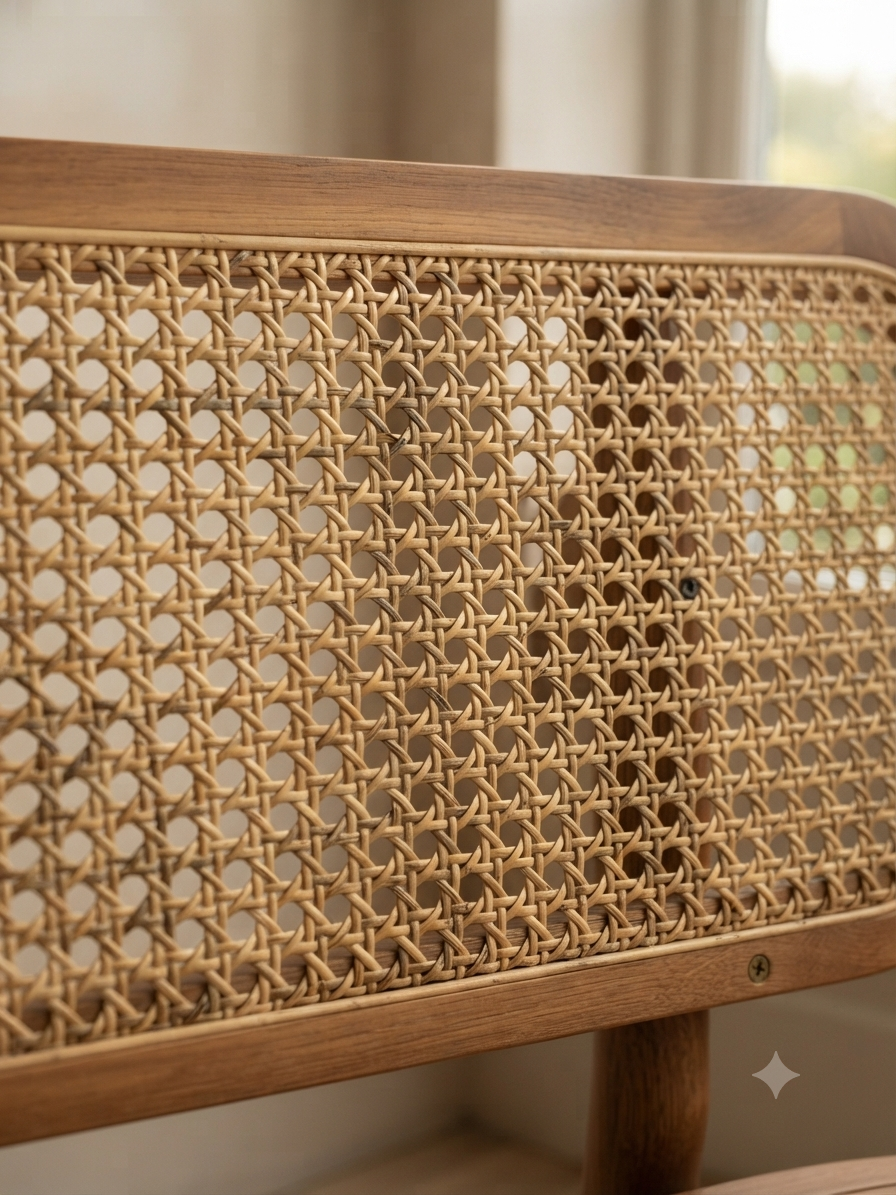 Rattan Bench with Wood Frame