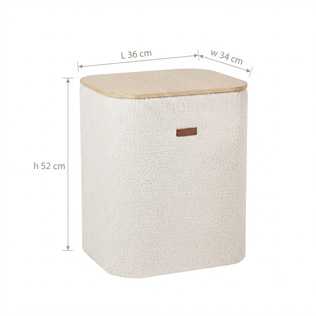 Bouclé Storage Set with Wooden Lid