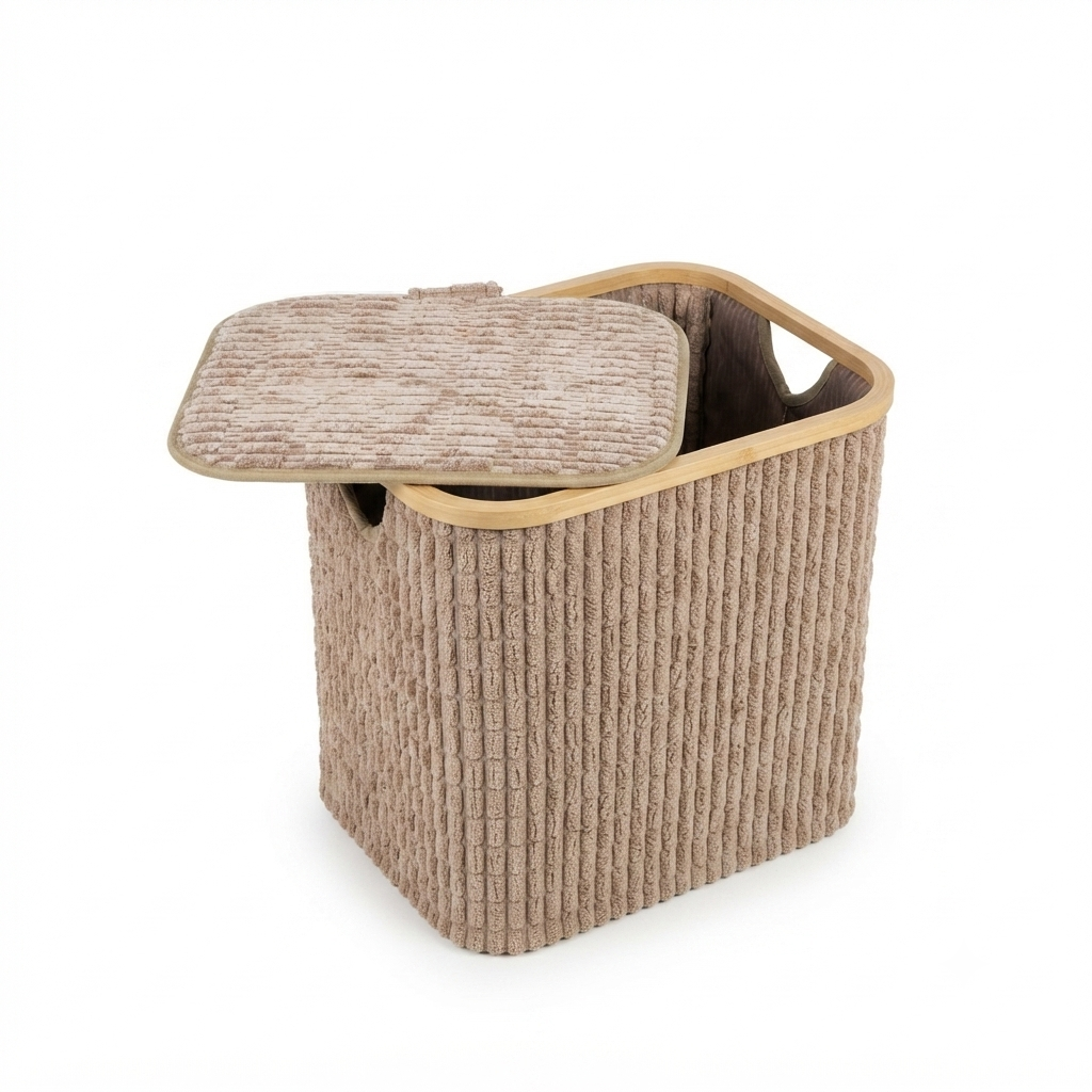 Laundry Basket with Bamboo Lid & Handles