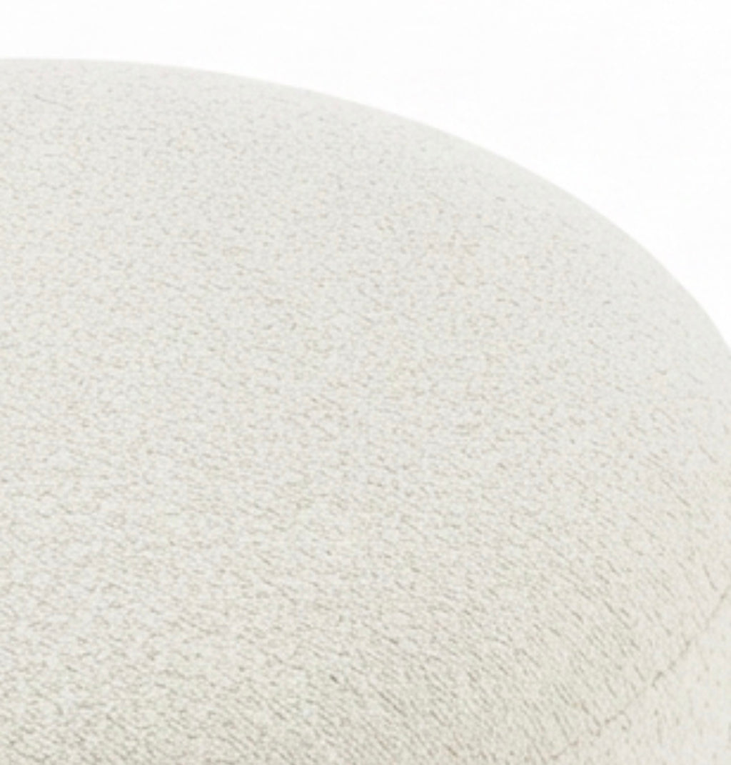 Boucle Round Ottoman with Wooden Legs