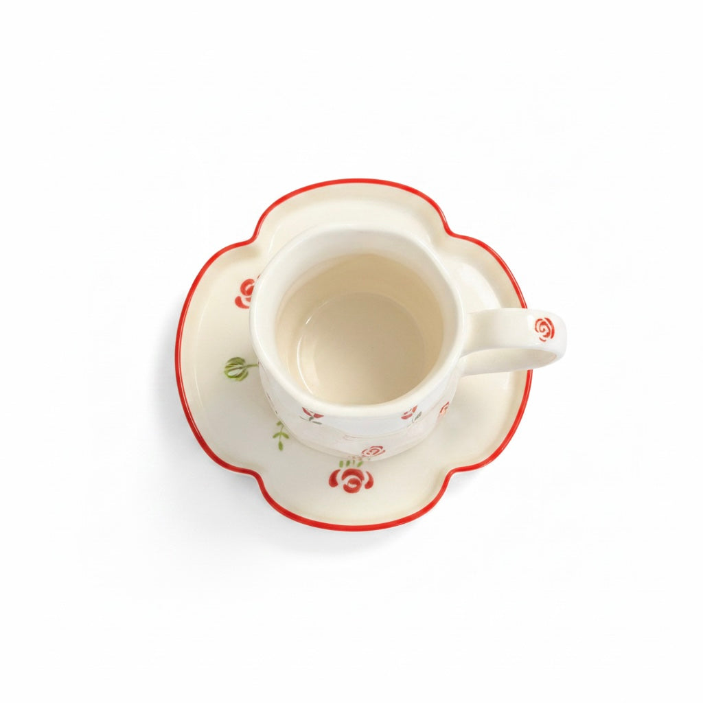 Rose Ceramic Cup & Saucer Set 350ml