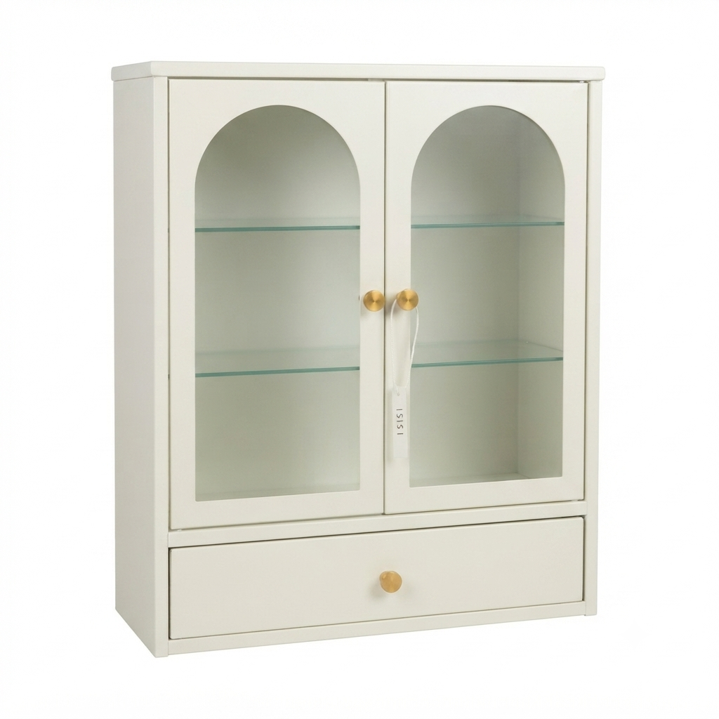 Arch Glass Cabinet with Drawer