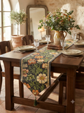 Dark Botanical Jacquard Table Runner