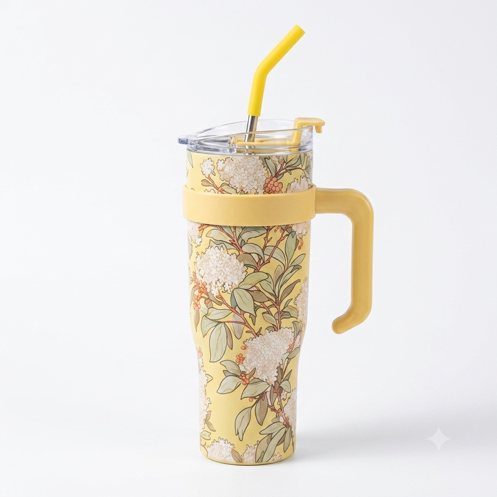 Floral Tumbler with Handle