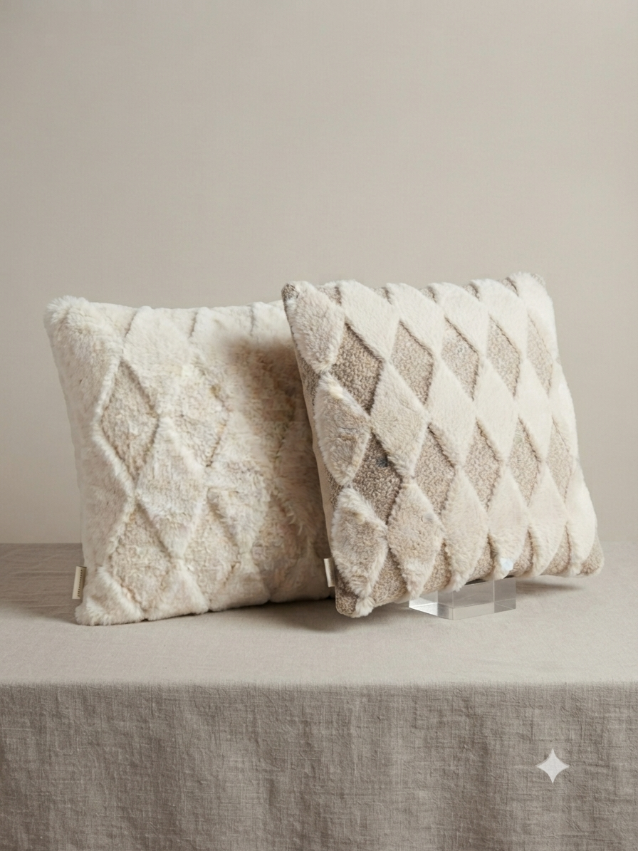 Diamond Tufted Faux Fur Cushion Cover 40x40cm