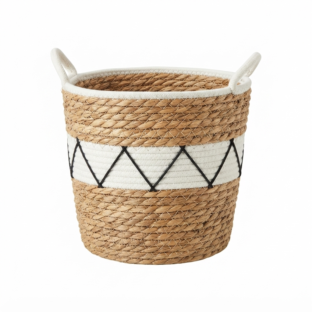 Seagrass Basket & Tissue Box Set – Black & White