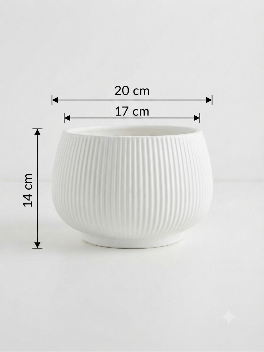 Round Ribbed Ceramic Planter