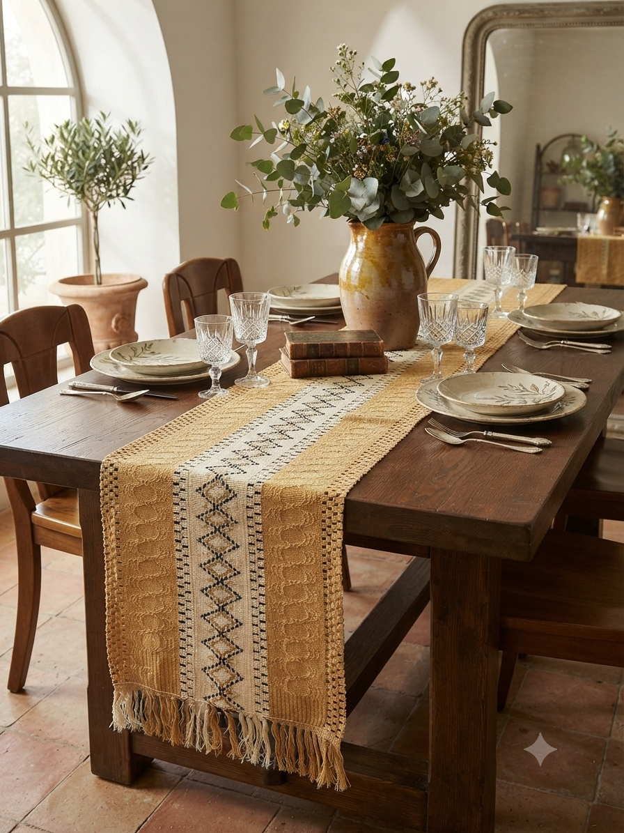 Mustard Tribal Woven Table Runner