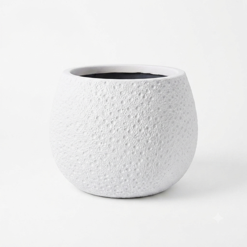 Textured Bone Plastic Planter