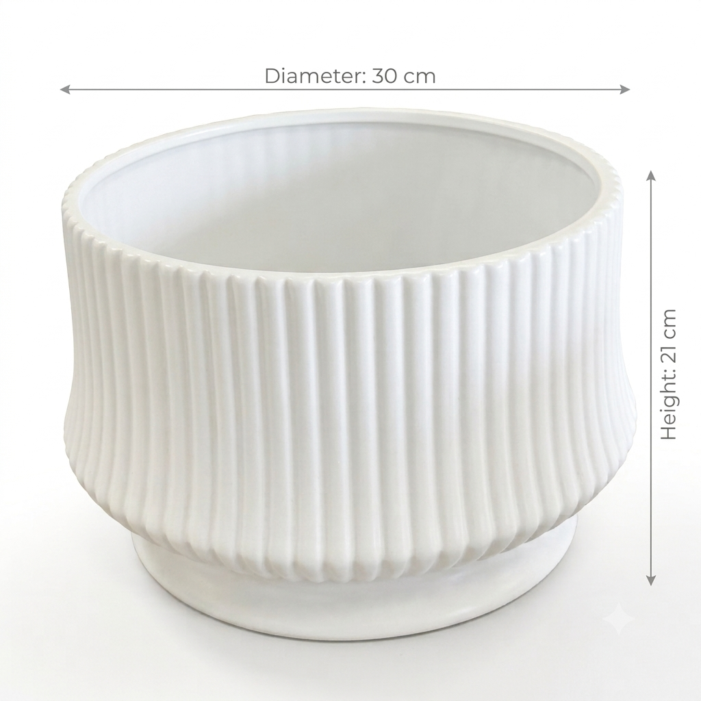 White Ribbed Planter Pot