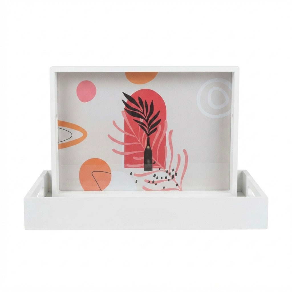 Boho Abstract Art Wood Tray