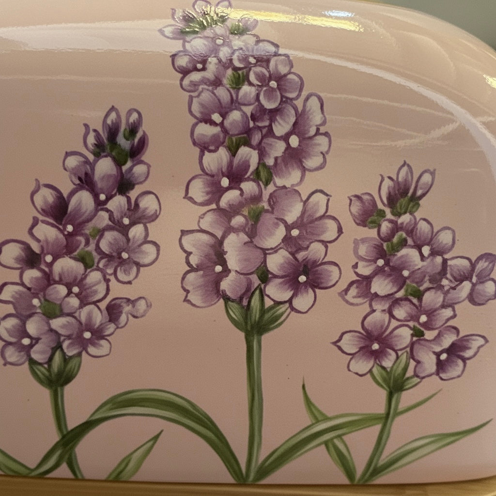 Lavender Ceramic Tissue Box with Bamboo Base