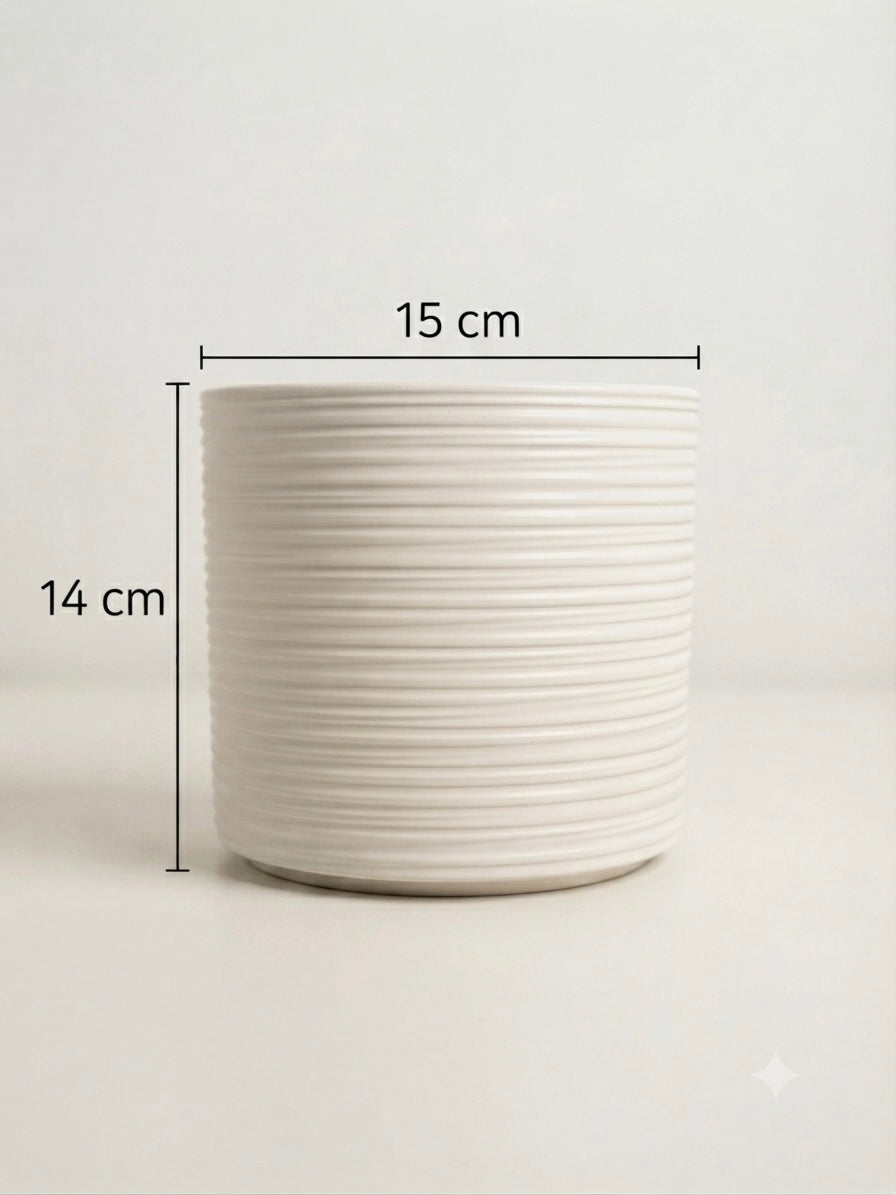 Horizontal Ribbed Ceramic Planter