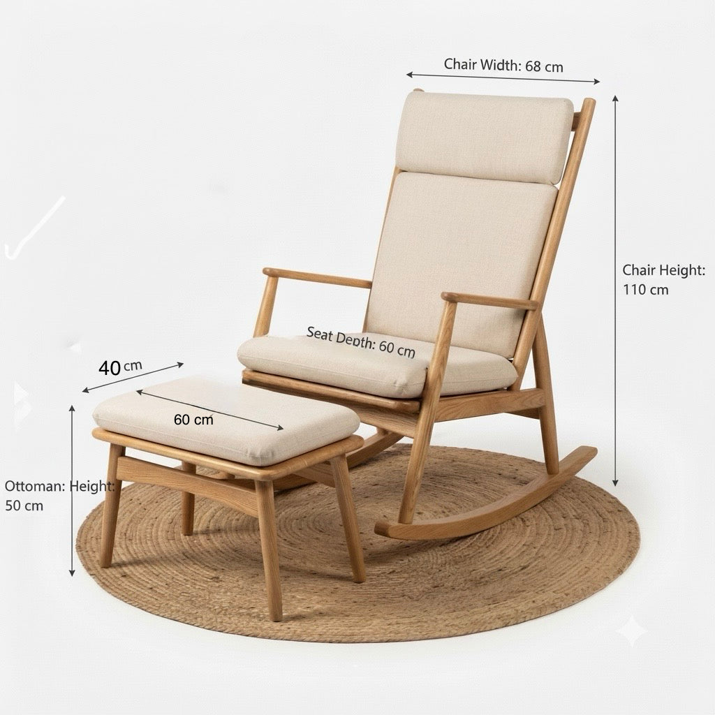 Boho Rocking Chair with Ottoman