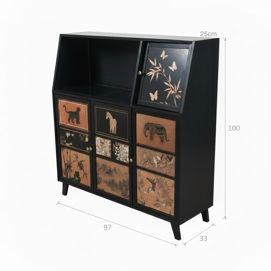 Japanese Art Black Cabinet