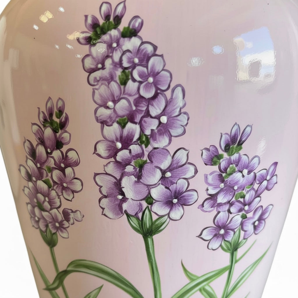 Lavender Ceramic Vase - Hand-Painted Both Sides