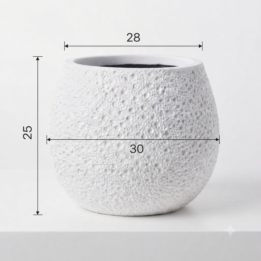 Textured Bone Plastic Planter
