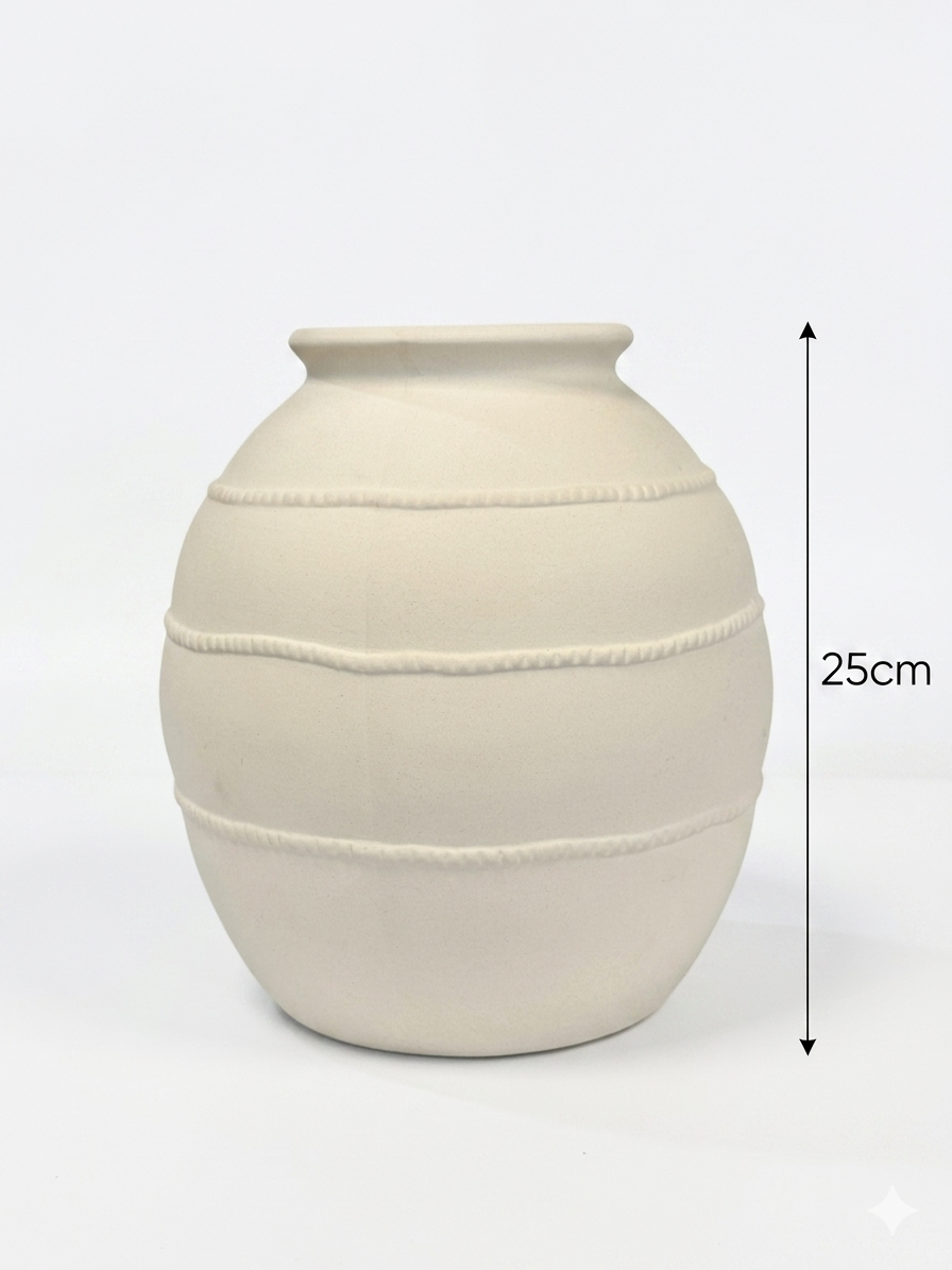 Ceramic Vase with Rope Detail – 25 cm