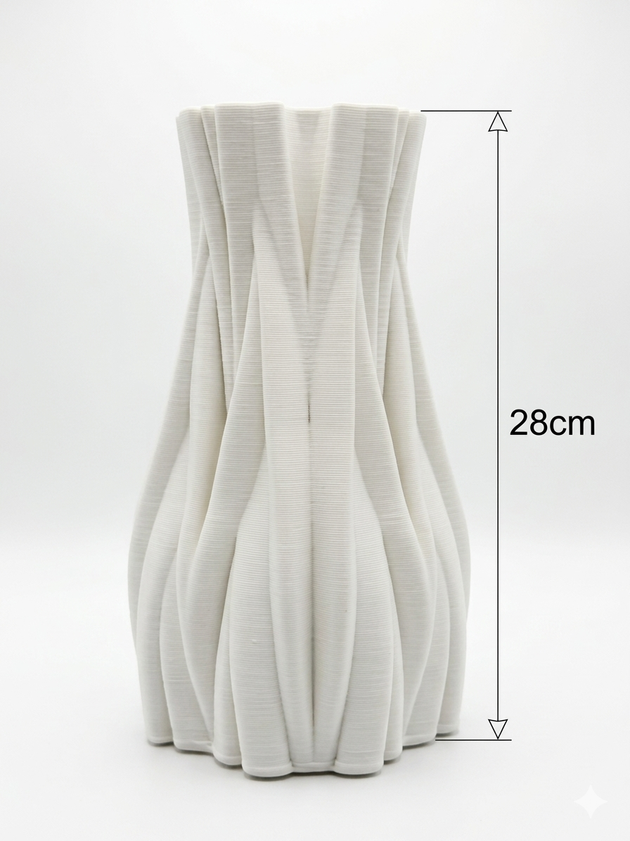 White Twisted Vase – 28 cm