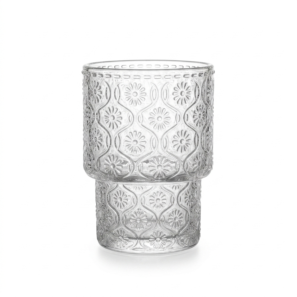 Embossed Glass Juice Cup Set of 6 – 190ml