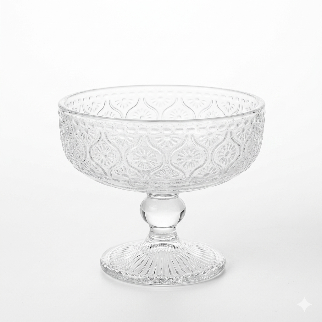 Embossed Glass Dessert Bowl Set of 6 – 250ml