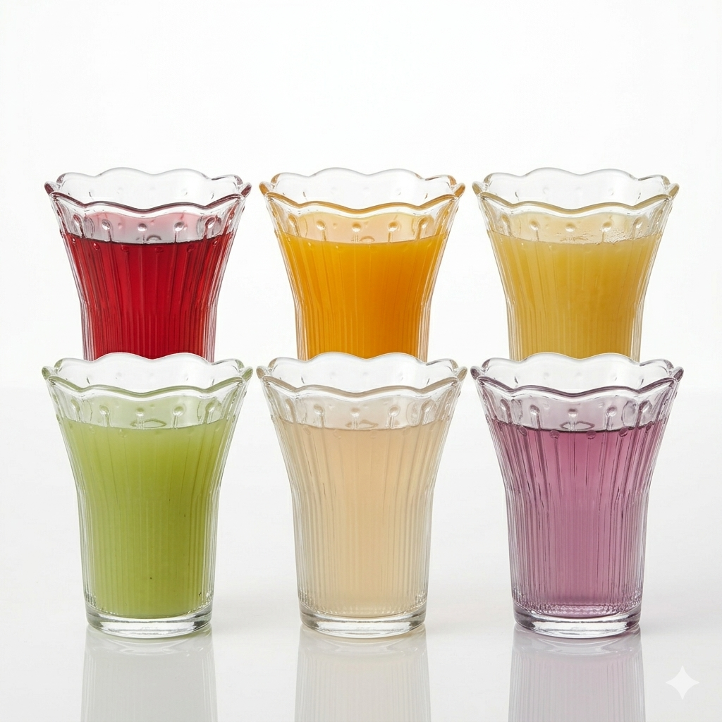 Rose Shape Juice Glass Set of 6 - 200ml