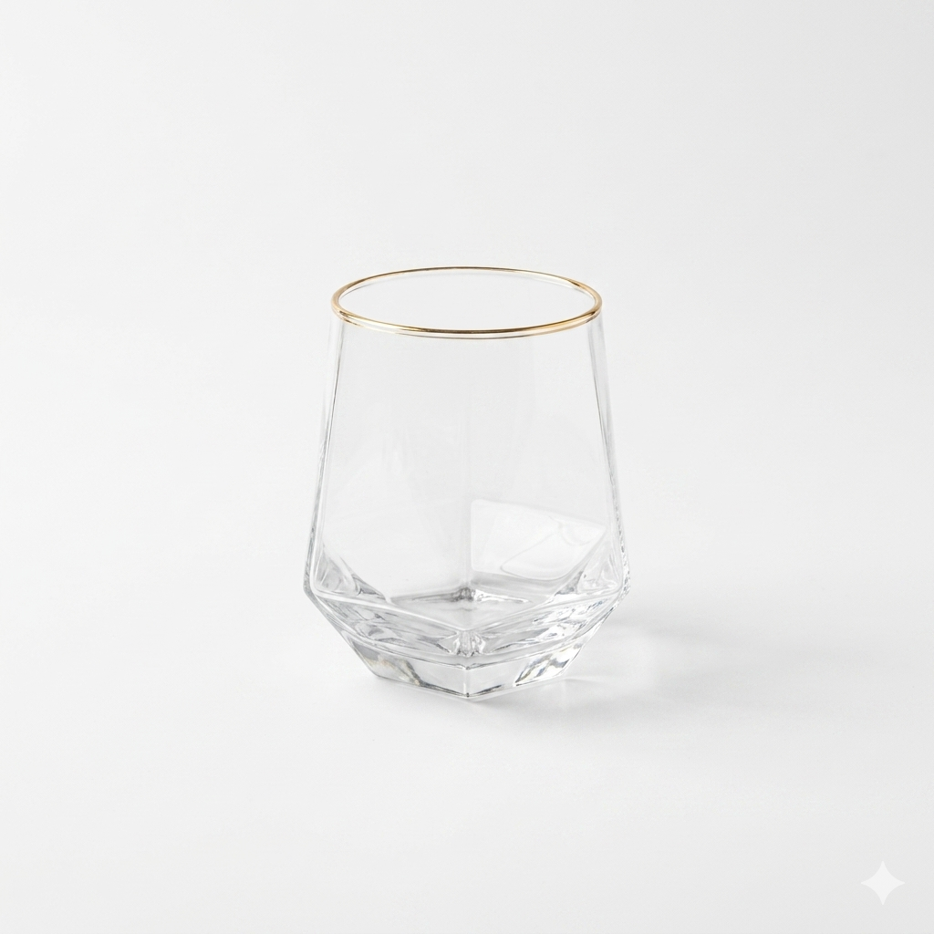 Diamond Textured Gold Rim Juice Glass Set of 6 – 310ml