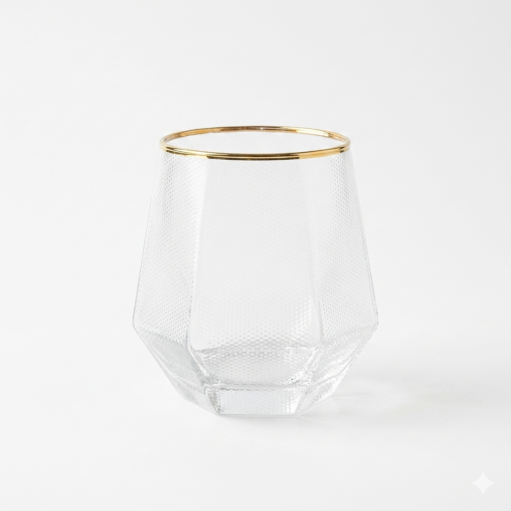 Diamond Textured Gold Rim Juice Glass Set of 6 – 310ml