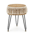Boho Macrame Seagrass Stool