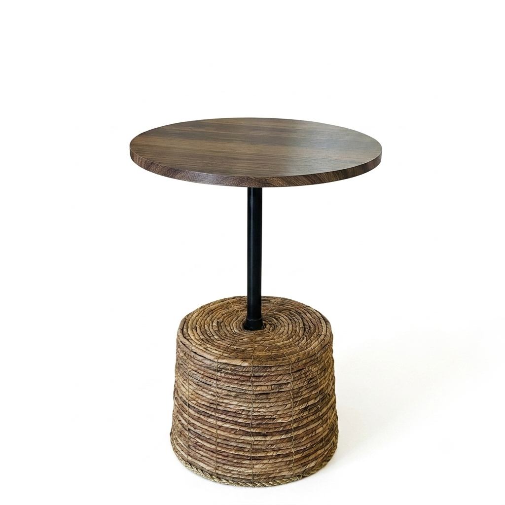Seagrass Side Table with Wood Top
